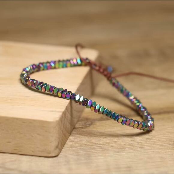 Beaded Hematite Adjustable Bracelet Multi-Colored - Picture 8 of 10